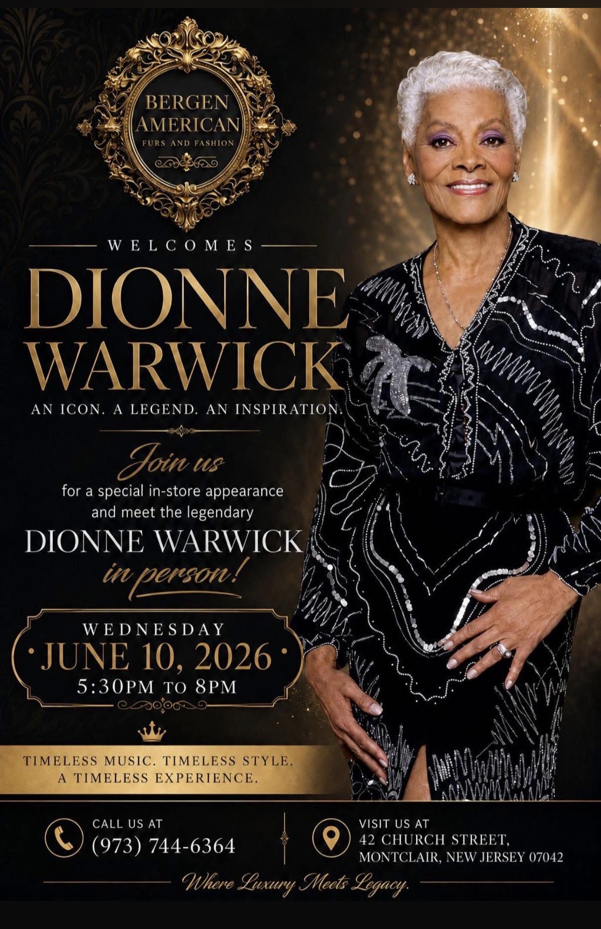 Music Legend Dionne Warwick Coming to Montclair for Special Charity Event