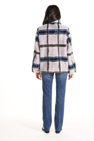 Horizontal and Vertical striped sheared mink Jacket