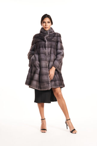 Womens lavender horizontal mink fur coat