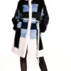 Women's Multi colored sheared mink coat with sash and geo pattern