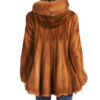 Women's Cognac colored sheared swing mink jacket with fox collar