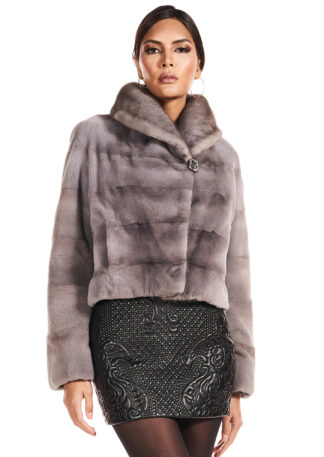 Womens light Grey sheared mink jacket