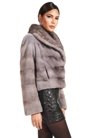 Women's light Grey sheared mink jacket