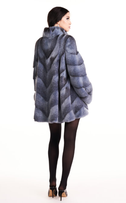 Womens Lavender cross cut sheared mink coat