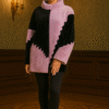 Women's Pink and black cross cut sheared mink coat