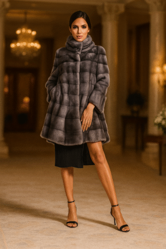 Women's lavender horizontal mink fur coat