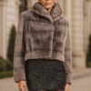 Women's light Grey sheared mink jacket