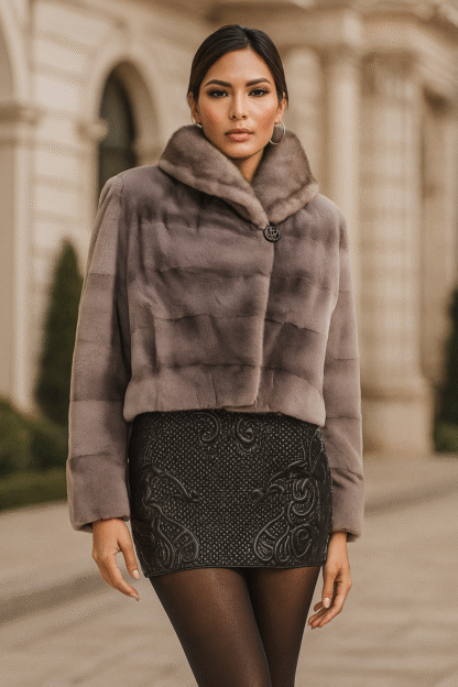 Women's light Grey sheared mink jacket