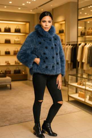 Women's spotted blue fox jacket