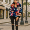 Women's Zuki hand embroidered multicolored mink jacket