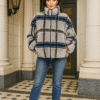 Horizontal and Vertical striped sheared mink Jacket