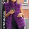 Dyed Purple Feathered Fox Vest
