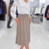Pleated Stitch heather Skirt White Cutout V Blouse