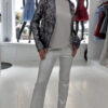 Combo Print Metallic Jacket Night Clouds Distressed Silver Novelty Pant